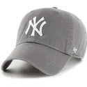47-brand-curved-brim-clean-up-no-loop-label-new-york-yankees-mlb-grey-adjustable-cap