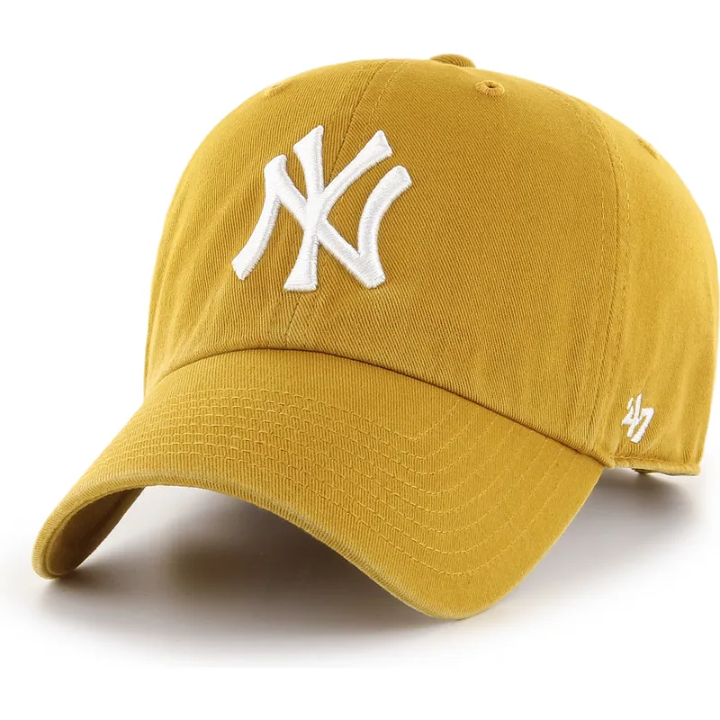 shapka-izvita-zhlt-reguliruem-clean-up-flat-gold-na-new-york-yankees-mlb-ot-47-brand