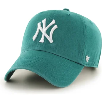 Шапка извита зелена регулируем Clean Up Tailgate Teal на New York Yankees MLB от 47 Brand