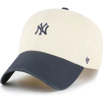 47 Brand Curved Brim Clean Up Base Runner Двуцветна New York Yankees MLB Бежова и Тъмносиня Регулируема Шапка