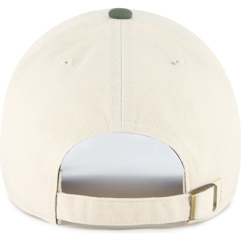 beige-und-grune-verstellbare-curved-cap-clean-up-two-tone-no-loop-label-der-new-york-yankees-mlb-von-47-brand