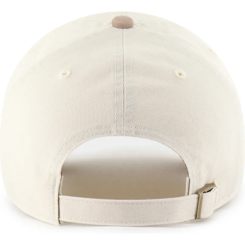 buet-beige-og-brun-justerbar-kasket-clean-up-two-tone-no-loop-label-fra-new-york-yankees-mlb-fra-47-brand