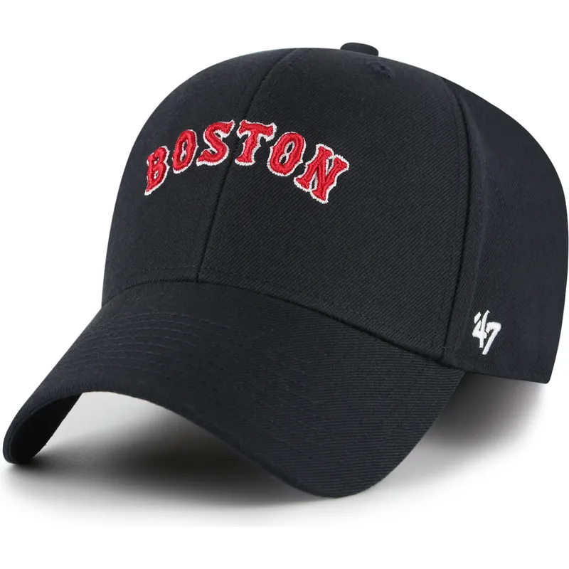 morkebla-justerbar-kurvet-kasket-mvp-ballpark-script-shot-fra-boston-red-sox-mlb-fra-47-brand