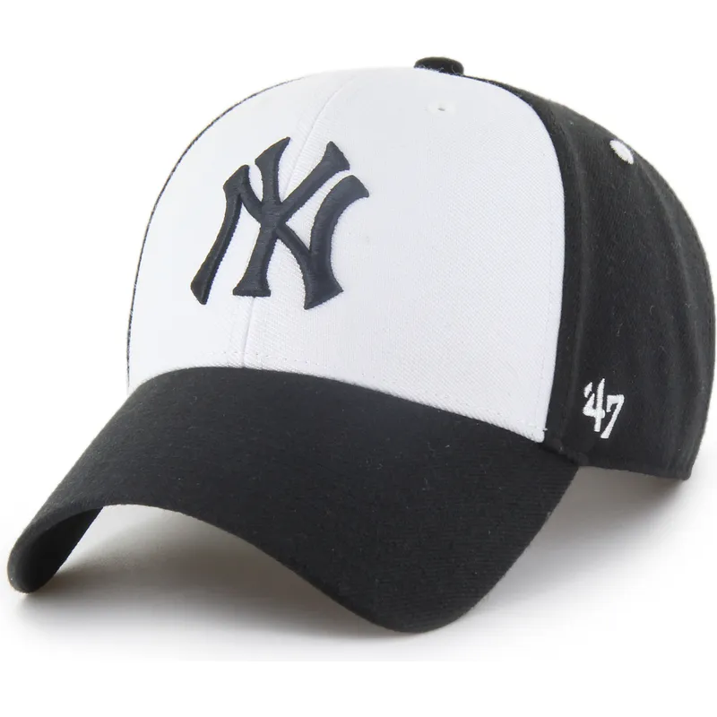 sort-og-hvid-curved-snapback-kasket-mvp-replica-sure-shot-fra-new-york-yankees-mlb-fra-47-brand