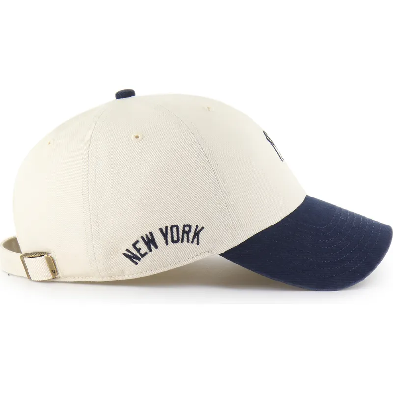 buet-kasket-beige-og-marinebla-justerbar-clean-up-base-runner-sure-shot-two-tone-fra-new-york-yankees-mlb-fra-47-brand