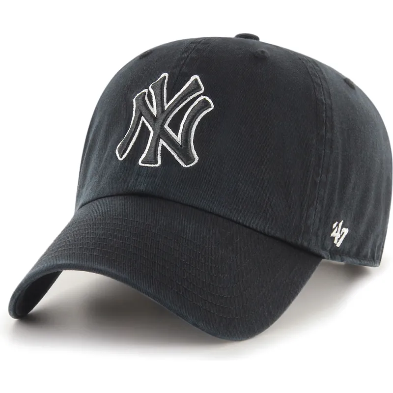 shapka-izvita-cherna-reguliruem-clean-up-no-loop-label-na-new-york-yankees-mlb-ot-47-brand