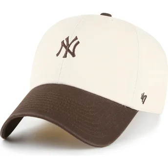 Buet beige og brun justerbar kasket Clean Up Base Runner Two Tone fra New York Yankees MLB fra 47 Brand