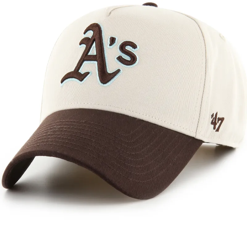 shapka-izvita-bezhov-snapbek-mvp-dt-sure-shot-two-tone-cotton-na-oakland-athletics-mlb-ot-47-brand