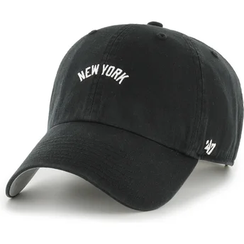 Шапка извита черна регулируема Clean Up Base Runner Script на New York Yankees MLB от 47 Brand