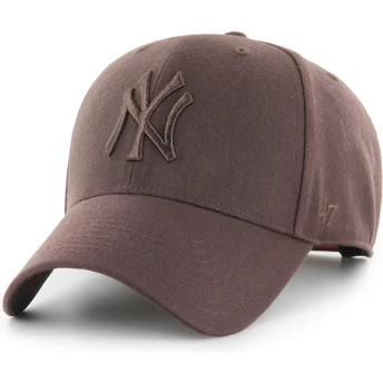 Braune gebogene Snapback-Kappe mit braunem MVP-Logo der New York Yankees MLB von 47 Brand