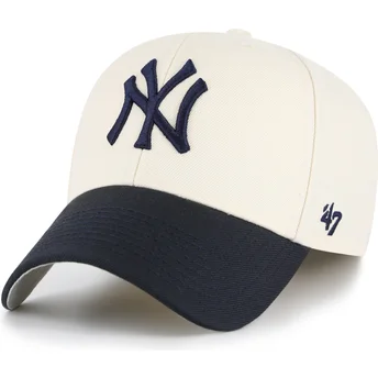47 Brand Шапка с Извита Козирка MVP Two Tone New York Yankees MLB Бежова и Тъмносиня Регулируема