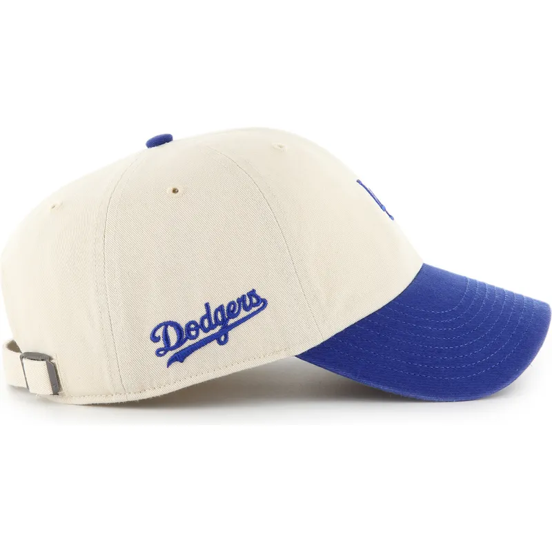 gorra-curva-beige-y-azul-ajustable-clean-up-base-runner-sure-shot-two-tone-de-los-angeles-dodgers-mlb-de-47-brand
