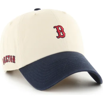 Beige und marineblaue verstellbare gebogene Kappe Clean Up Base Runner Sure Shot Two Tone der Boston Red Sox MLB von 47 Brand