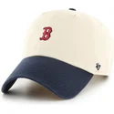 buet-beige-og-marinebla-justerbar-kasket-clean-up-base-runner-sure-shot-two-tone-fra-boston-red-sox-mlb-fra-47-brand