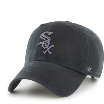 Sort justerbar curved kasket med gråt Clean Up logo fra Chicago White Sox MLB fra 47 Brand