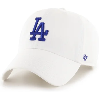 47 Brand Шапка с Извита Козирка Синьо Лого Clean Up Los Angeles Dodgers MLB Бяла Регулируема