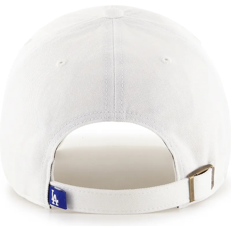 hvid-justerbar-curved-kasket-med-blat-clean-up-logo-fra-los-angeles-dodgers-mlb-fra-47-brand
