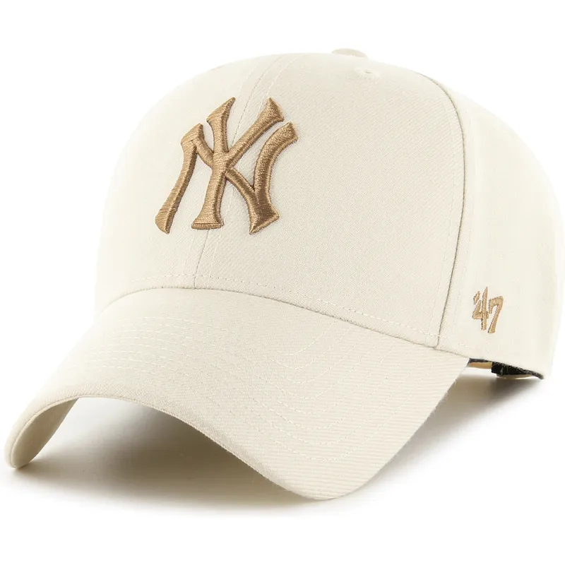 casquette-courbee-beige-snapback-avec-logo-marron-mvp-new-york-yankees-mlb-47-brand
