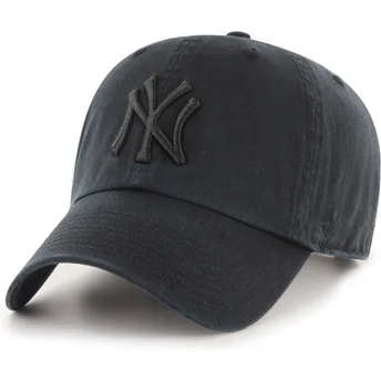 47 Brand Шапка с Извита Козирка Черно Лого Clean Up New York Yankees MLB Черна Регулируема