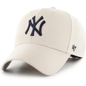 47 Brand Шапка с Извита Козирка Navy Blue Logo MVP New York Yankees MLB Бежова Регулируема