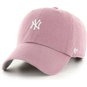 Ροζ καμπυλωτό ρυθμιζόμενο καπέλο Clean Up Base Runner Mini Logo των New York Yankees MLB της 47 Brand