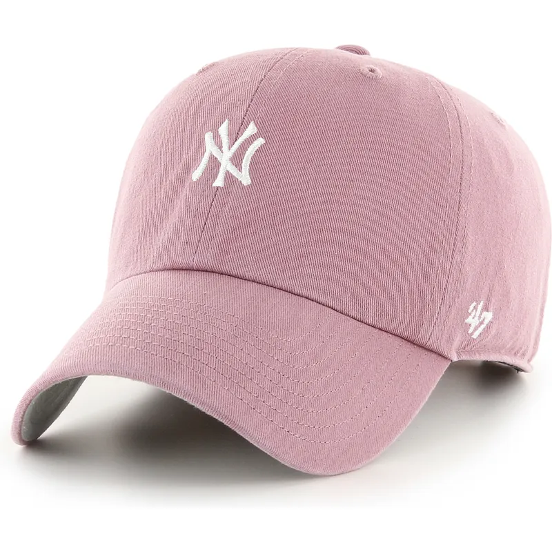 lyserod-justerbar-buet-kasket-clean-up-base-runner-mini-logo-fra-new-york-yankees-mlb-af-47-brand