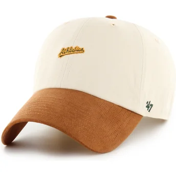 47 Brand Шапка с Извита Козирка Clean Up Mini Script със Семишова Козирка Oakland Athletics MLB Бежова и Кафява Регулируема