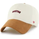 shapka-izvita-bezhov-reguliruema-marron-clean-up-mini-script-suede-visor-na-boston-red-sox-mlb-ot-47-brand