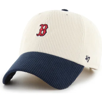 Buet beige og marineblå justerbar kasket Clean Up Cord Base Runner Two Tone fra Boston Red Sox MLB fra 47 Brand
