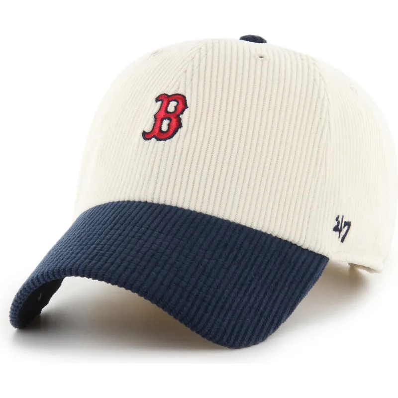 buet-beige-og-marinebla-justerbar-kasket-clean-up-cord-base-runner-two-tone-fra-boston-red-sox-mlb-fra-47-brand