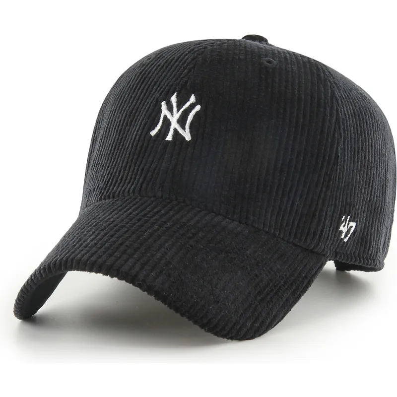 47-brand-curved-brim-clean-up-cord-base-runner-new-york-yankees-mlb-black-adjustable-cap