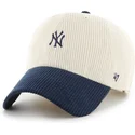 buet-beige-og-marinebla-justerbar-kasket-clean-up-cord-base-runner-two-tone-fra-new-york-yankees-mlb-fra-47-brand