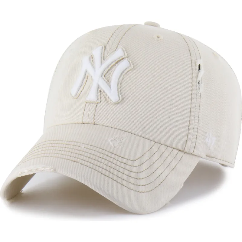 buet-beige-justerbar-kasket-clean-up-weathered-mojave-fra-new-york-yankees-mlb-fra-47-brand