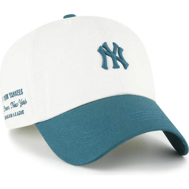 buet-beige-og-gron-justerbar-kasket-clean-up-contemporary-two-tone-fra-new-york-yankees-mlb-fra-47-brand