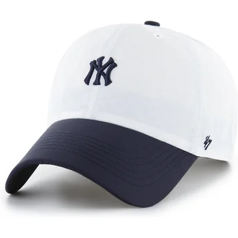 Hvid og marineblå justerbar buet kasket Clean Up Vista Mini Two Tone fra New York Yankees MLB fra 47 Brand