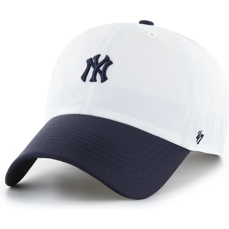 casquette-courbee-blanche-et-bleue-marine-ajustable-clean-up-vista-mini-two-tone-new-york-yankees-mlb-47-brand