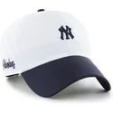 hvid-og-marinebla-justerbar-buet-kasket-clean-up-vista-mini-two-tone-fra-new-york-yankees-mlb-fra-47-brand