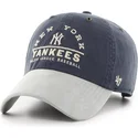 marineblaue-und-graue-verstellbare-gebogene-kappe-clean-up-windham-suede-vintage-der-new-york-yankees-mlb-von-47-brand