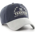 casquette-courbee-bleue-marine-et-grise-ajustable-clean-up-windham-suede-vintage-new-york-yankees-mlb-47-brand