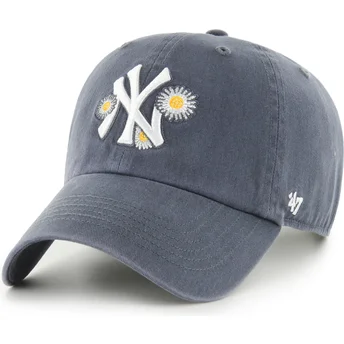 47 Brand Curved Brim Clean Up Icon Alt Vintage New York Yankees MLB Navy Blue Adjustable Cap