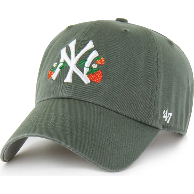 gron-justerbar-curved-kasket-clean-up-icon-alt-strawberry-fra-new-york-yankees-mlb-fra-47-brand