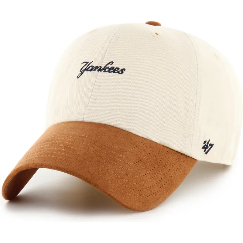 47-brand-shapka-s-izvita-kozirka-clean-up-mini-script-ss-velurena-kozirka-new-york-yankees-mlb-bezhova-i-kafyava-reguliruema