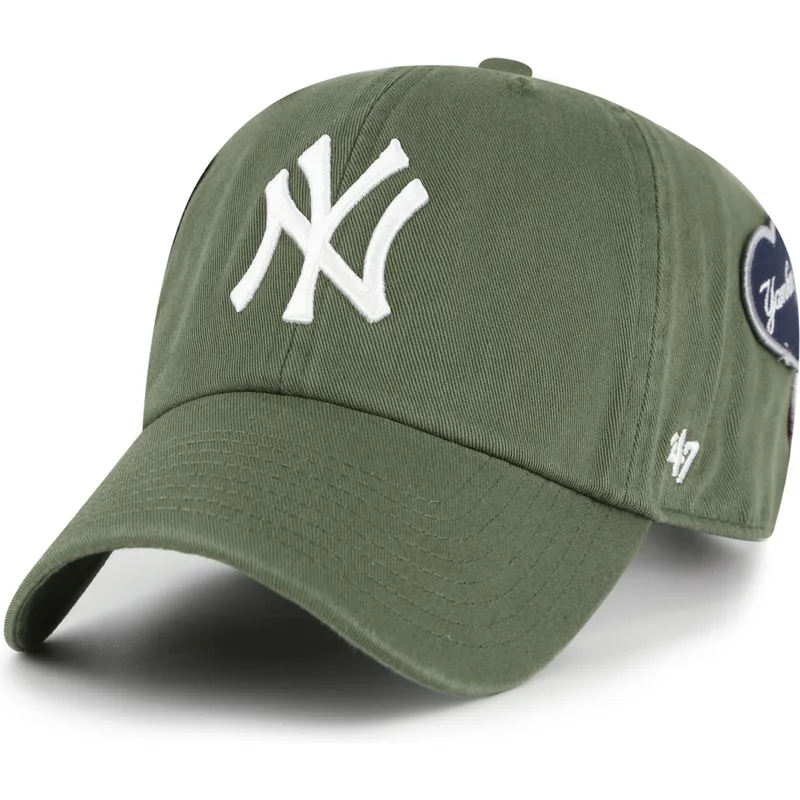 grune-verstellbare-curved-cap-clean-up-badges-der-new-york-yankees-mlb-von-47-brand