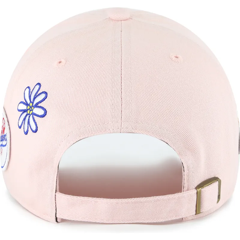 lyserod-justerbar-curved-kasket-clean-up-badges-fra-los-angeles-dodgers-mlb-fra-47-brand