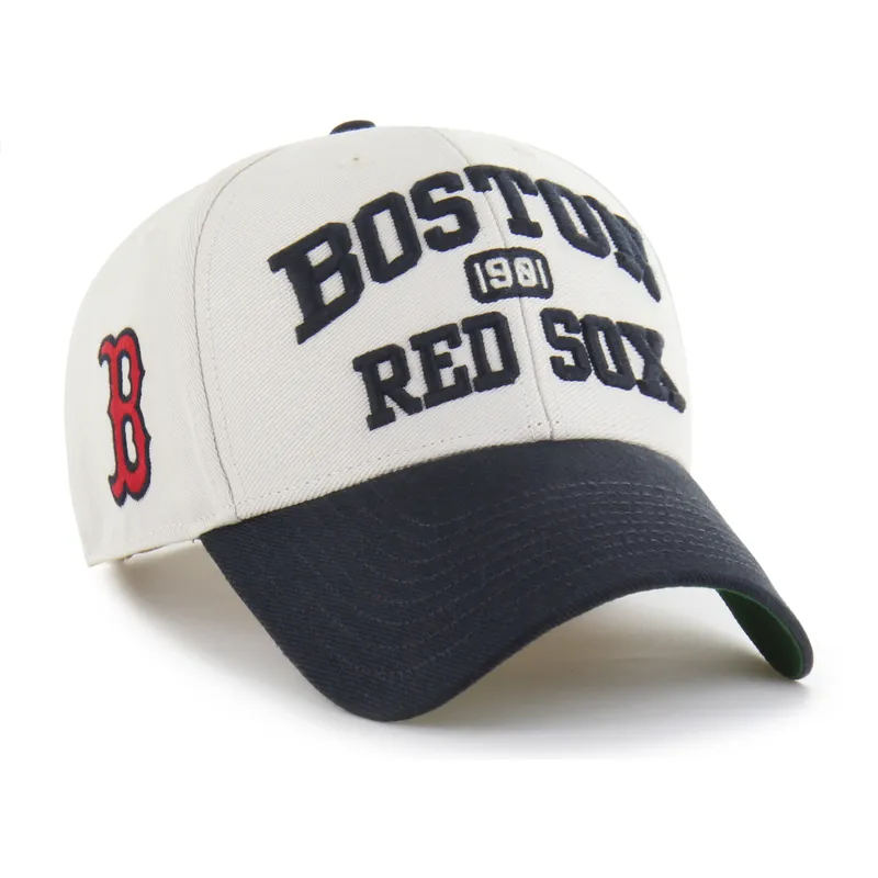 buet-beige-og-marinebla-justerbar-kasket-mvp-broke-line-fra-boston-red-sox-mlb-fra-47-brand