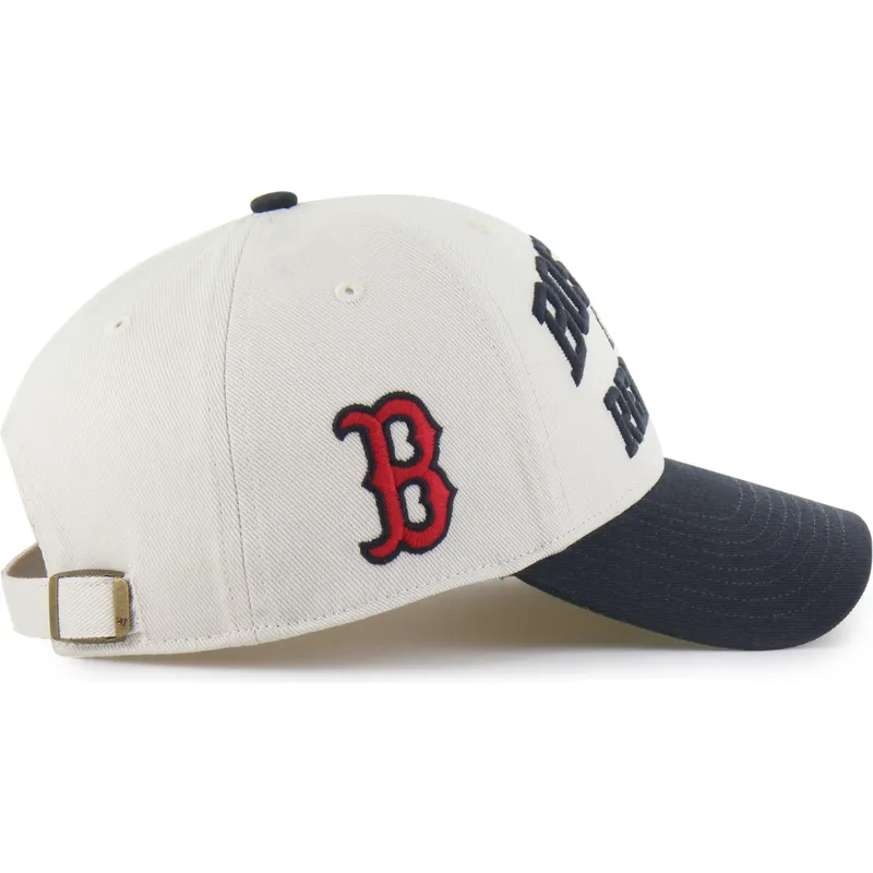 47-brand-curved-brim-mvp-broke-line-boston-red-sox-mlb-beige-and-navy-blue-adjustable-cap