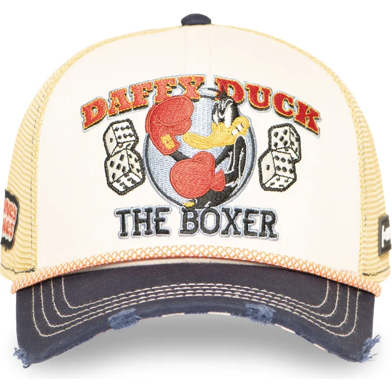 beige-og-marinebla-trucker-kasket-daffy-duck-loo13-pcsmcbb-looney-tunes-fra-capslab