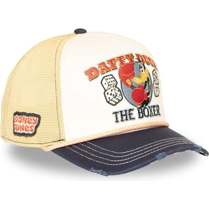 trucker-cap-beige-und-marineblau-daffy-duck-loo13-pcsmcbb-looney-tunes-von-capslab