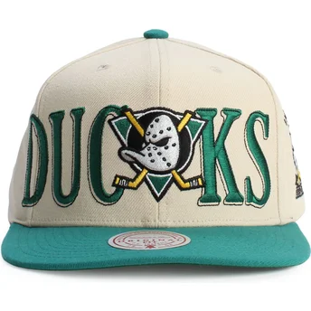 Grøn og beige snapback flat cap Across The Board fra Anaheim Ducks NHL fra Mitchell & Ness