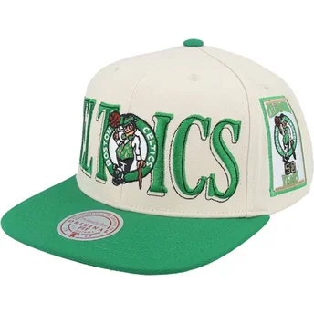 Πράσινο και μπεζ επίπεδο καπέλο snapback Across The Board των Boston Celtics NBA από Mitchell & Ness